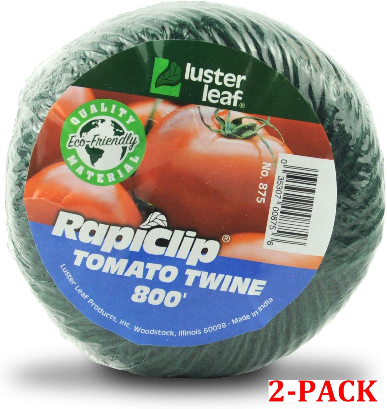 Luster Leaf Rapiclip Garden - Cordel de tomate para jardín, rollo de 800 pies 875, verde (800 pies verde (paquete de 2)