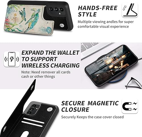 Miniatura 3 de BVDIKMI Funda para Samsung Galaxy A13 5G con ranura para tarjetero, funda de piel sintética, doble cierre magnético y cubierta duradera a prueba de