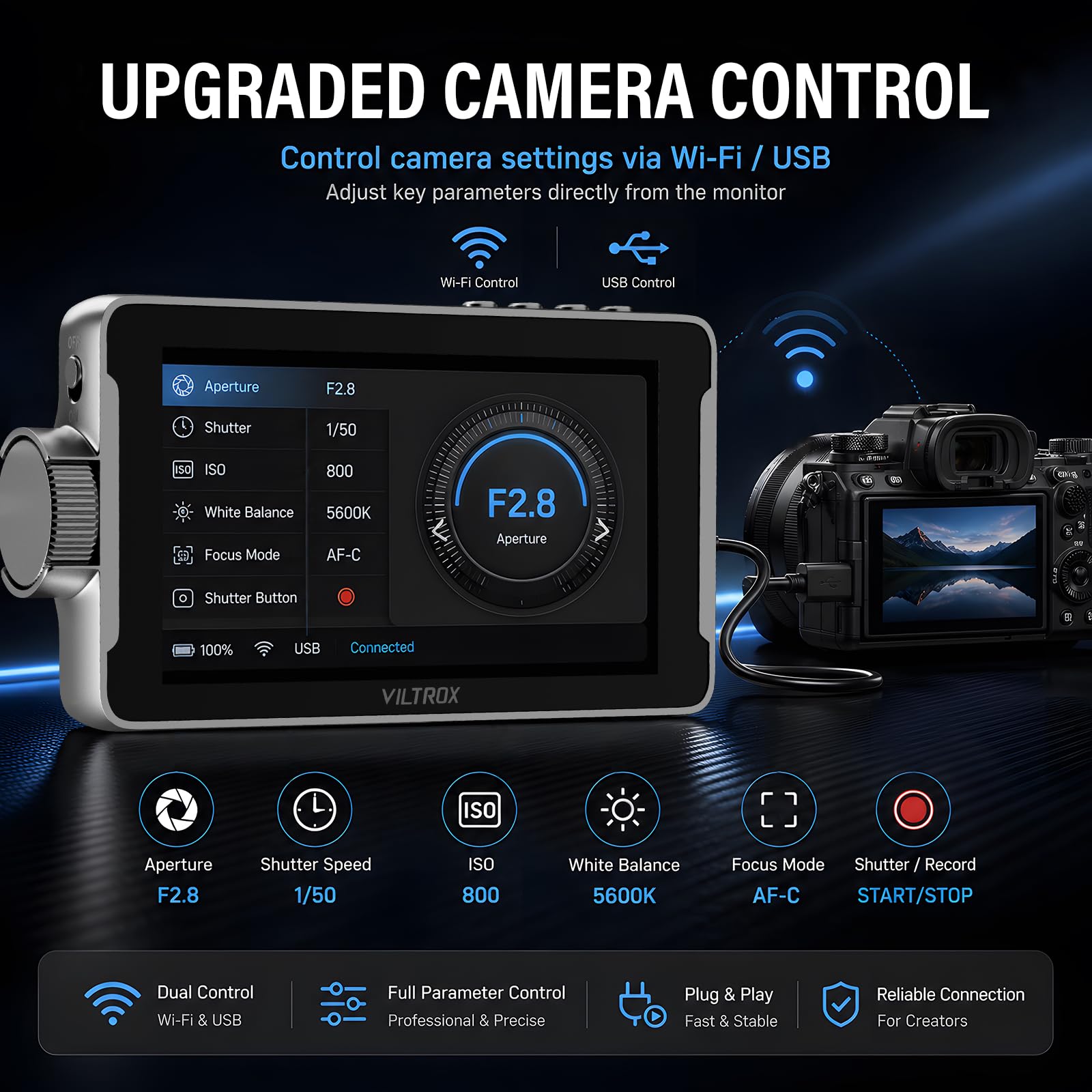 VILTROX DC-550 Pro II Camera Field Monitor External 4K per Fotocamera 5.5 Pollici HDMI Batteria Inclusa,Controllo Della Camera,Display 1400Nit IPS HD 1920x1080 DSLR Sony Canon Nikon(Upgrade DC-550Pro)