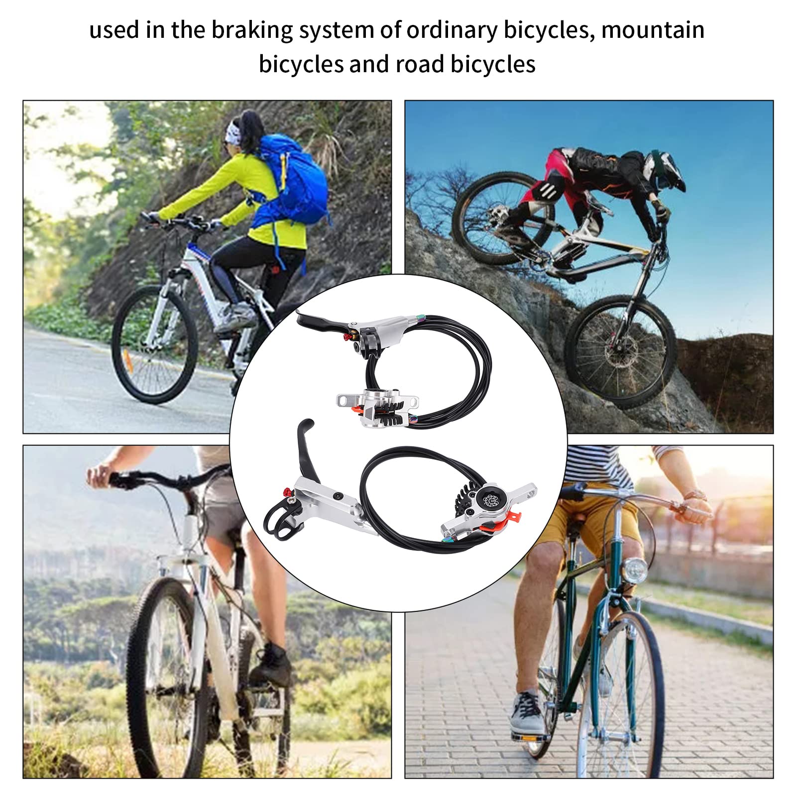Meijun Bicycle Disk Brake Set non glisser Ligne arrière avant Tiler les étriers de frein hydraulique accessoire (Argent)