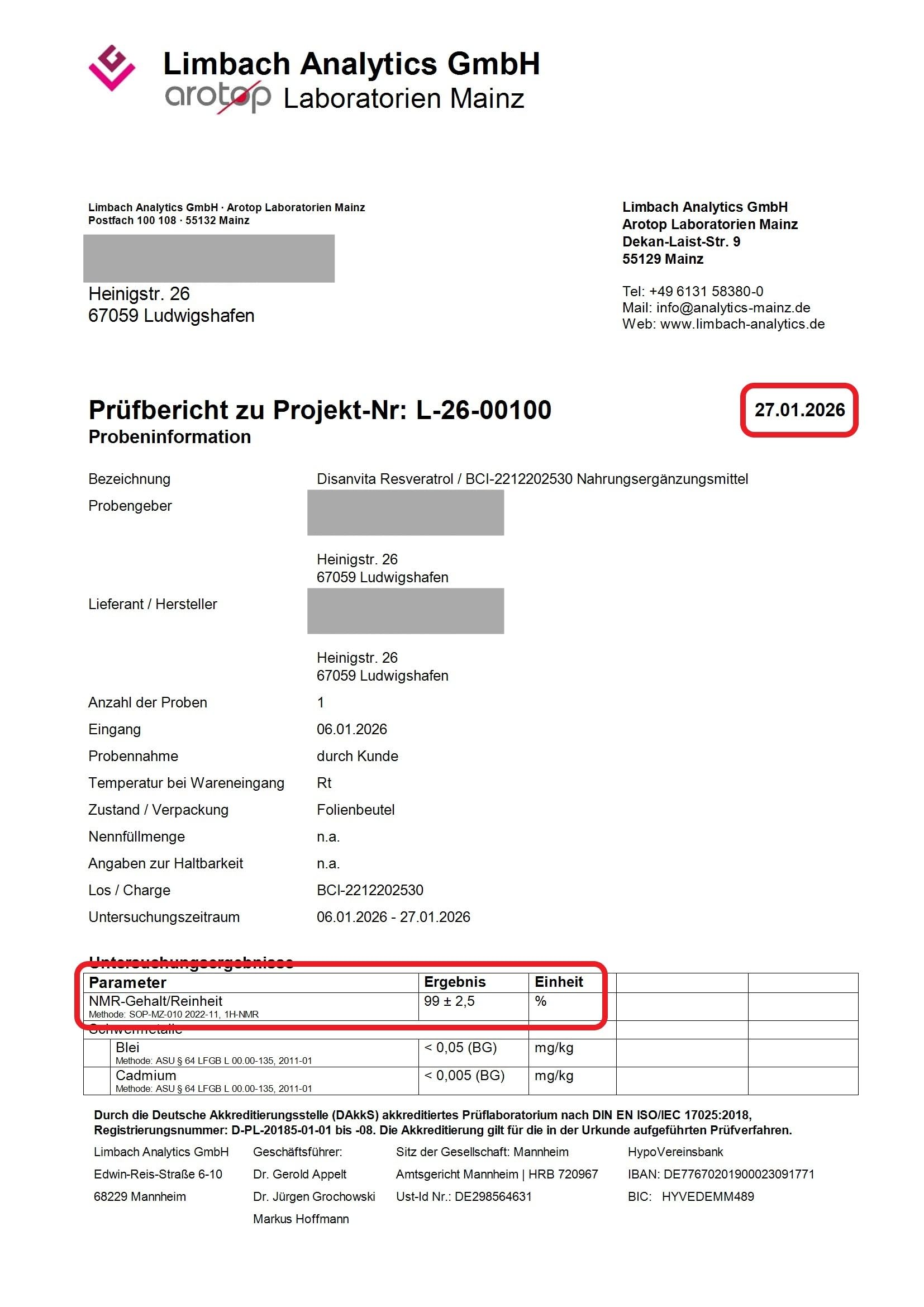Resveratrolo | Qualità premium testata in Germania | Polvere con purezza al 99,3%