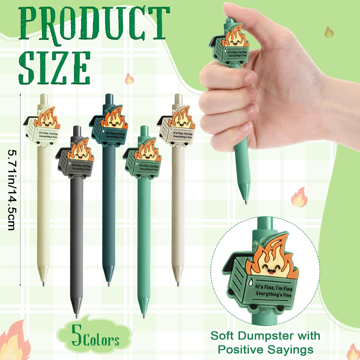 Eaasty 30 Set Funny Dumpster Fire Ballpoint Pen and Sticky Notes Office Staff Gifts for Teacher Nurse Emotional Appreciation Support Gift Dumpster Fire Response Team Desk Accessories for Employee