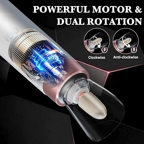 Vista 19 de ENGERWALL Taladro de uñas eléctrico de 35000 RPM, lima de uñas eléctricas profesionales de bajo ruido y baja vibración de bajo calor con botones