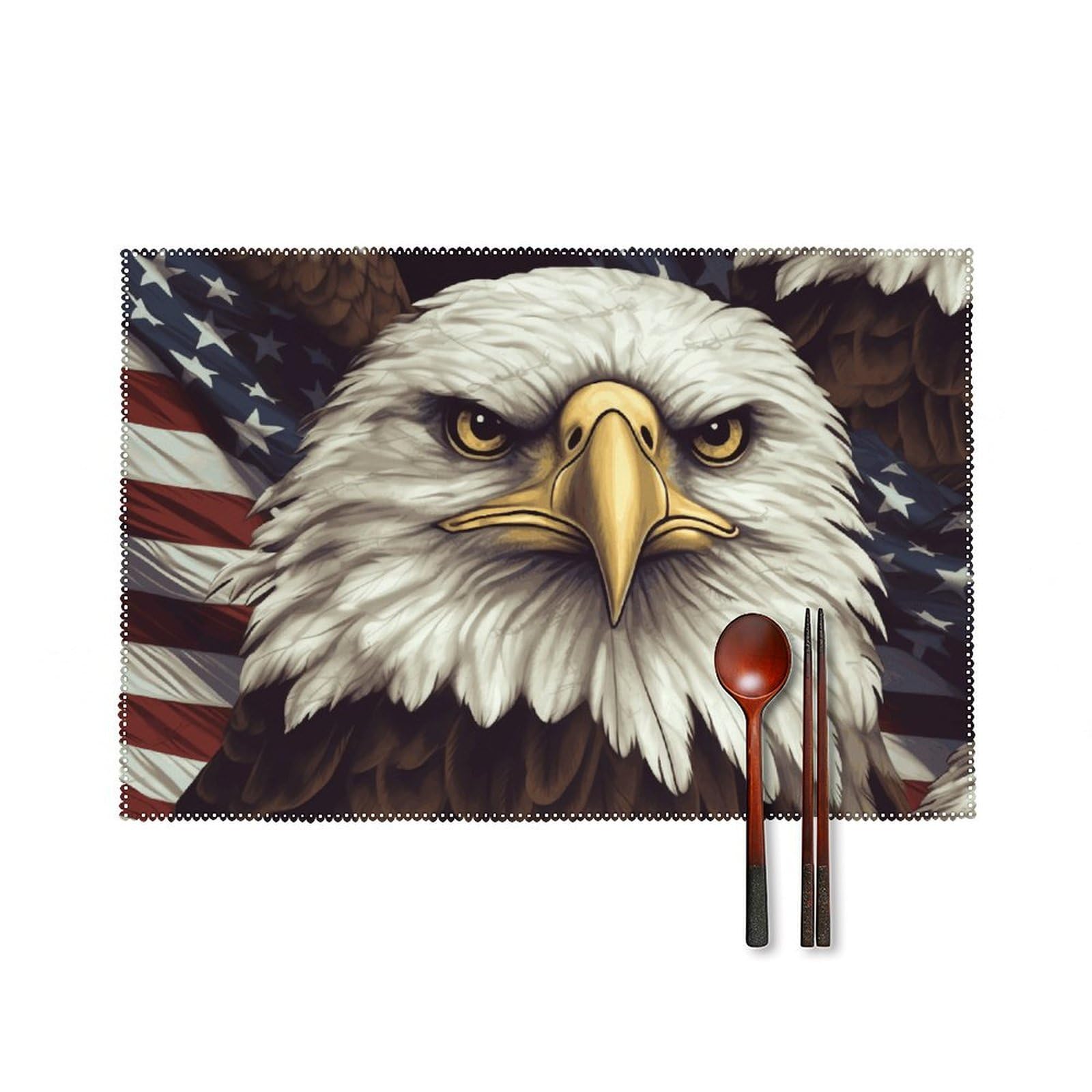Bald Eagle Placemats Set of 6 Wipeable Table Mats for Kitchen Dining Table Heat Resistant Waterproof Modern Indoor/Outdoor Non-Slip Easy Clean Place Mats