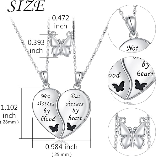 Miniatura 2 de Collar de plata de ley 925 con inscripción Always My Sister-Daughter-Mother Forever My Friend, con forma de corazón, para mujer, para regalar a