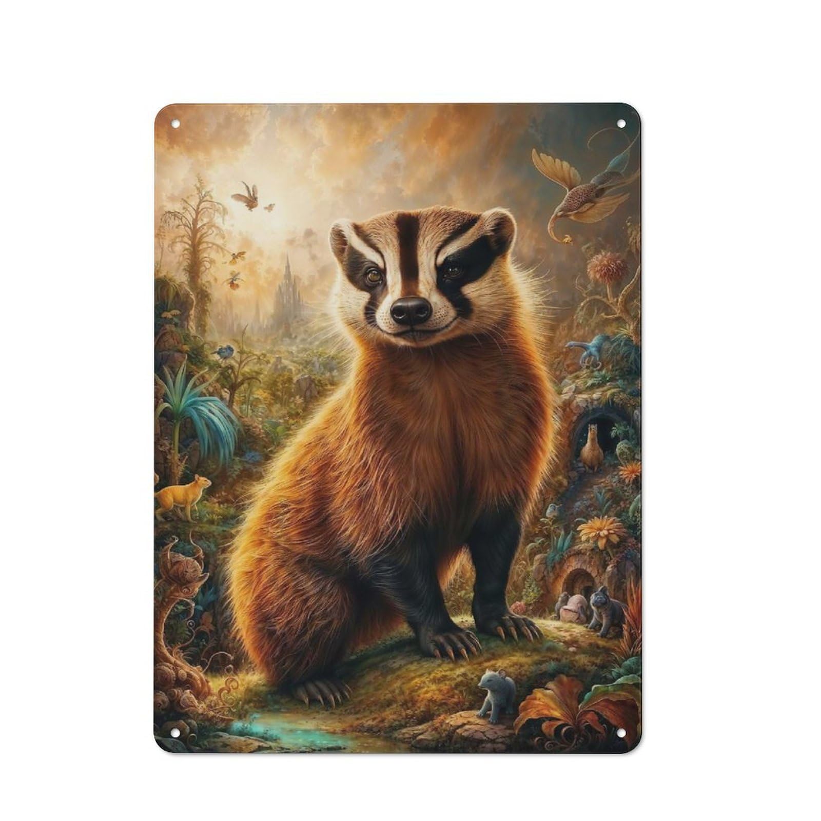 Junmoney Whimsical Honey Badger Tin Sign 40X30cm With For Workshop Wall, Rustic Decor, Suited To Workshop Decor Fans