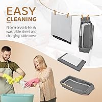 Vista 7 de JOYMOR Moisés gemelar para bebé, moisés junto a la cama, convertible a cuna de colecho y corralito, con ruedas, freno, cuna de colecho plegable, gris