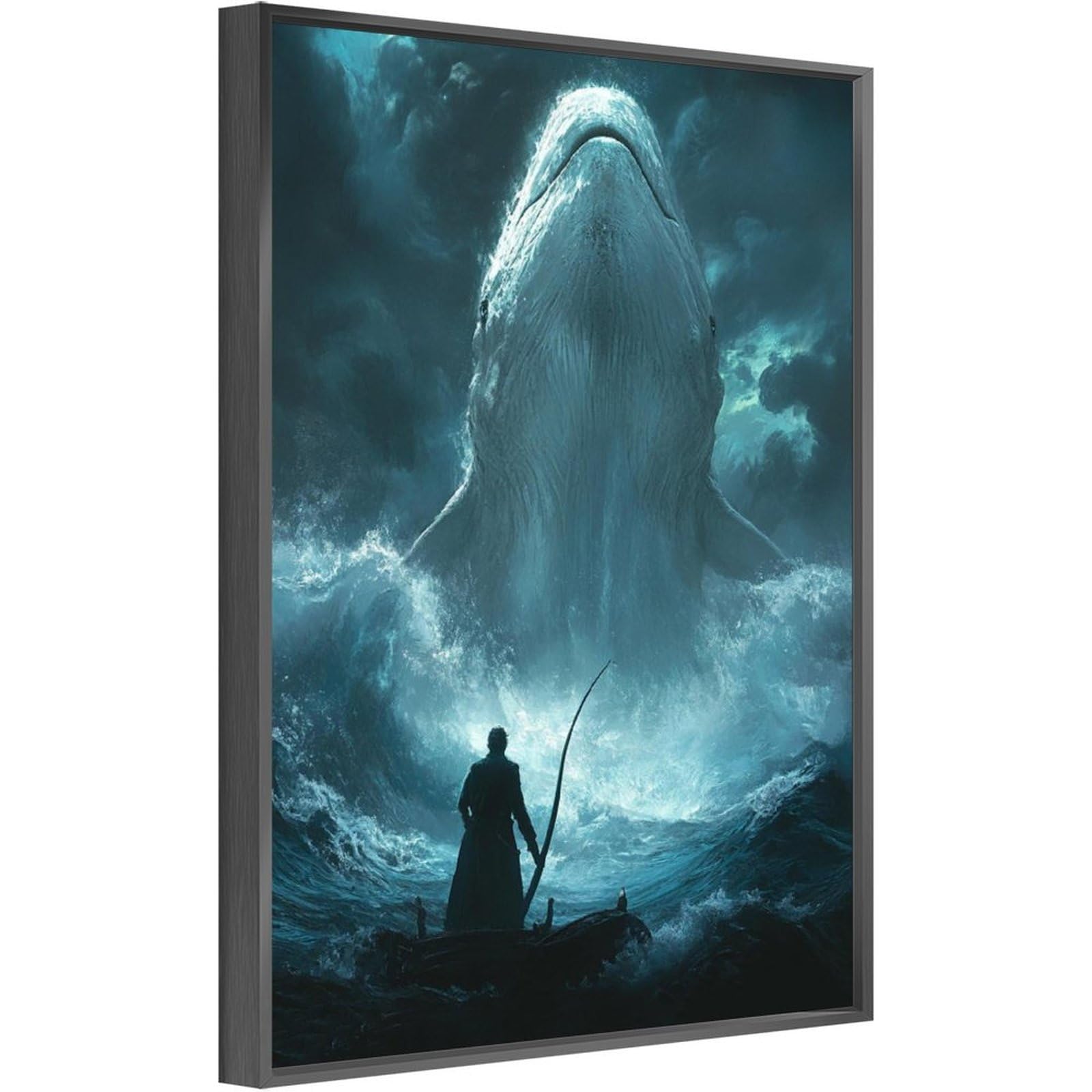 UDTHB Captain Ahab And Moby Dick, Classic Nautical Literature Poster Poster for Room Aesthetics Canvas Wall Art Print Metal Black 16x24in