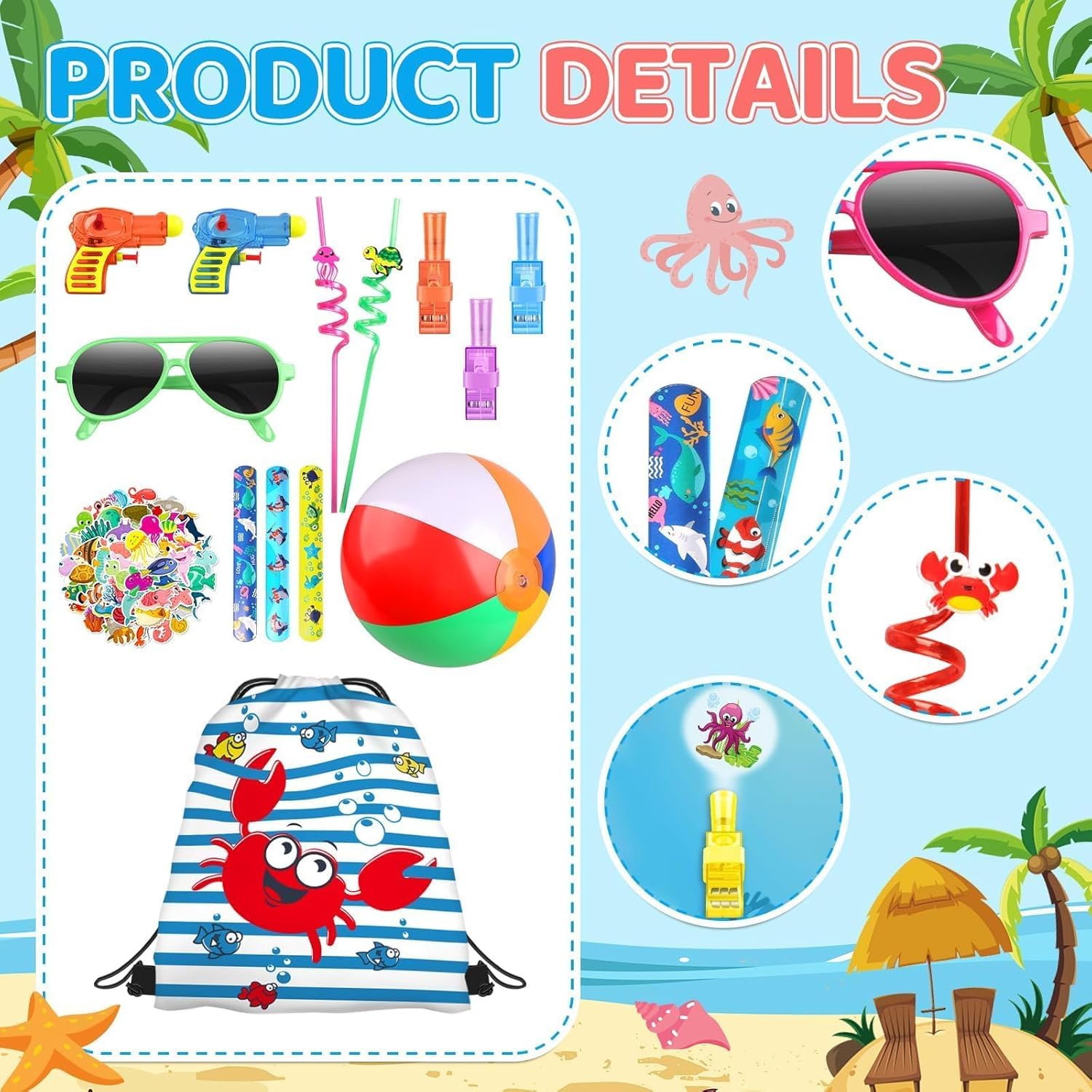 Denylo pro 110個 プール ビーチ サマーパーティー 記念品 サマービーチ プール おもちゃ ビーチボール ウォーターガ