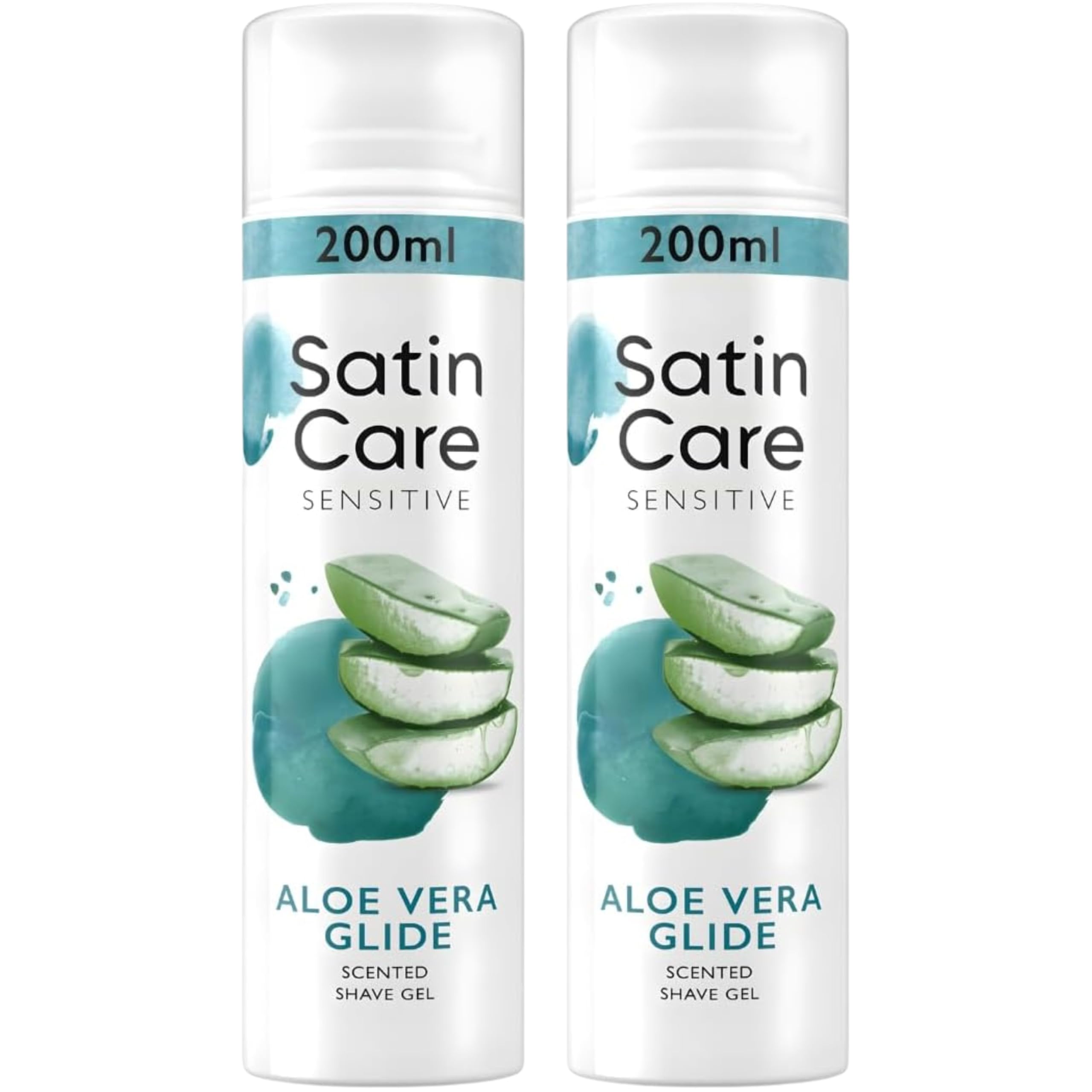 2x Satin Care Sensitive Aloe Vera Shaving Gel for Women 200ml Moisturising Shave Gel for Sensitive Skin Smooth Razor Glide Helps Protect Against Irritation for Legs Underarms & Body