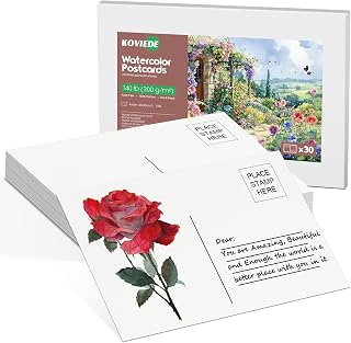 30 Sheets Watercolor Postcards Blank 4x6 – 140lb/300gsm 100% Cotton Acid-Free Heavyweight Watercolor Postpaper for Painting, Greeting Cards, DIY Art Projects