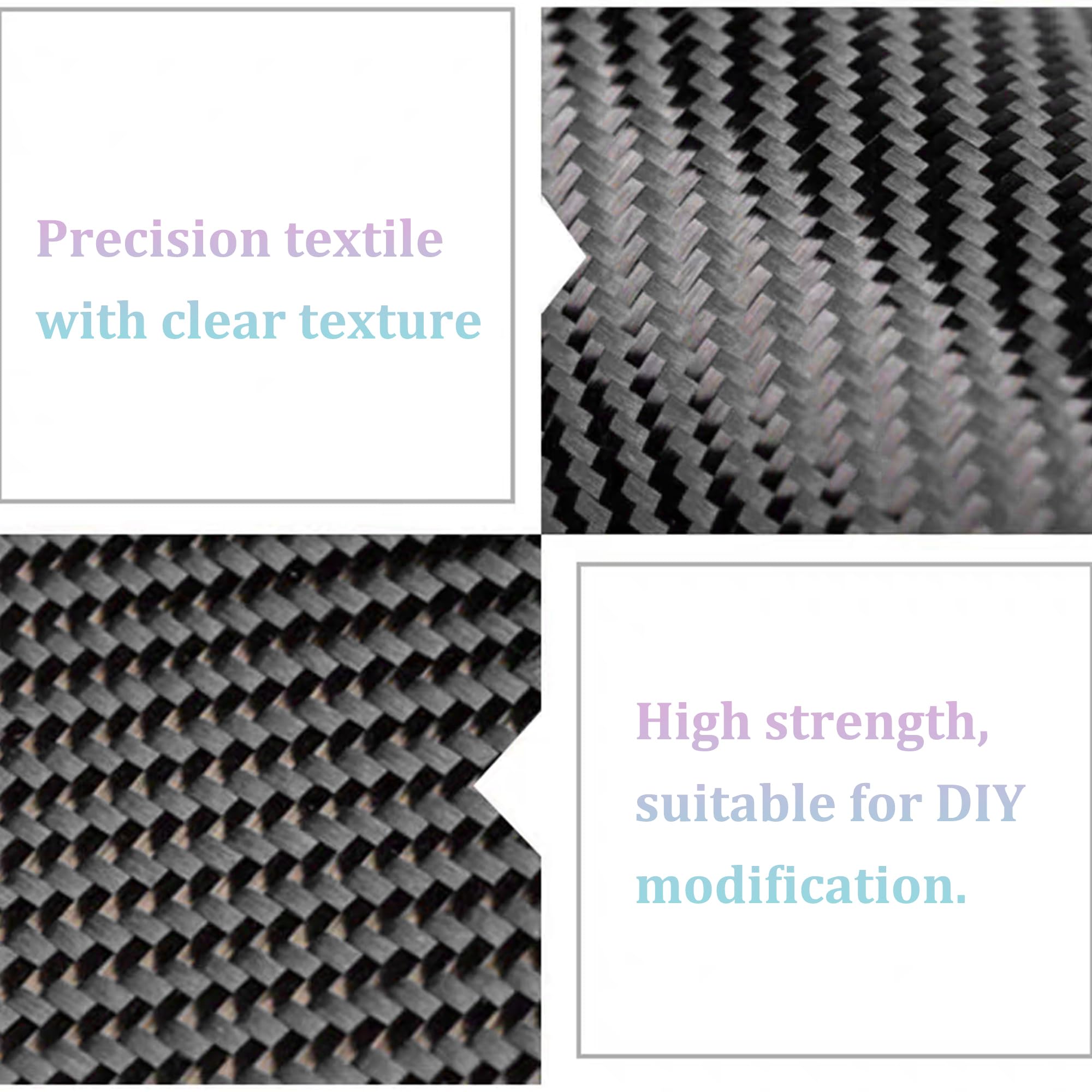 1,3 m x 30,5 cm Kohlefaser-Stoffrolle, 3K-Twill-Gewebe, 200 g/m², schwarzes Kohlefasertuch für Verstärkung, Auto-Heimwerker, Marine- und RC-Projekte