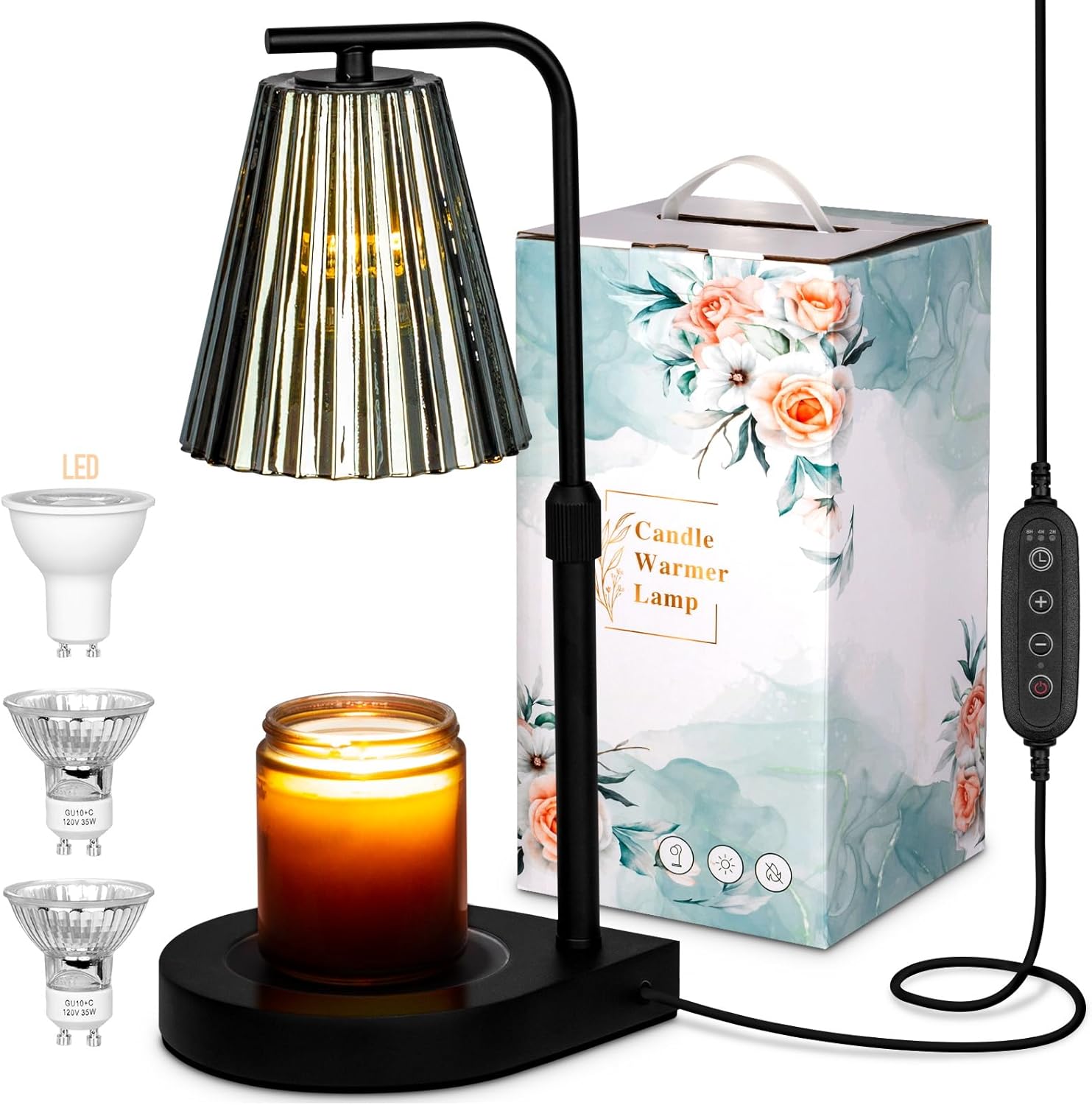 Electric Wax Melt Warmer Lamp - Vintage Style Candle Warmer With Timer & Adjustable Brightness, For Scented Jar Candles