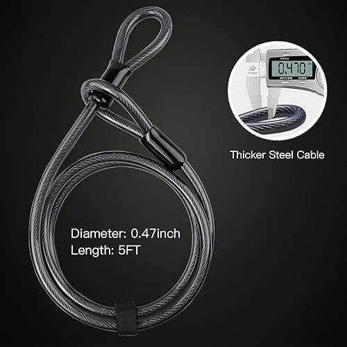 Miniatura 5 de Bike U Lock Heavy Duty Bike Lock Bicycle Lock, 16mm U Lock and 3ft  5ft  6ft Length Security Cable with Sturdy Mounting Bracket for Bicycle,