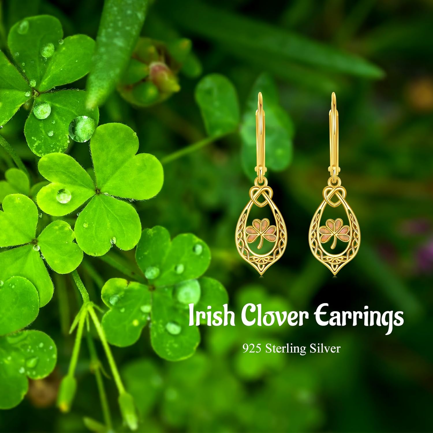 Grmdit Maple Leaf/Shamrock Earrings 925 Sterling Silver Plant Jewelry Gifts for Women - Image 4