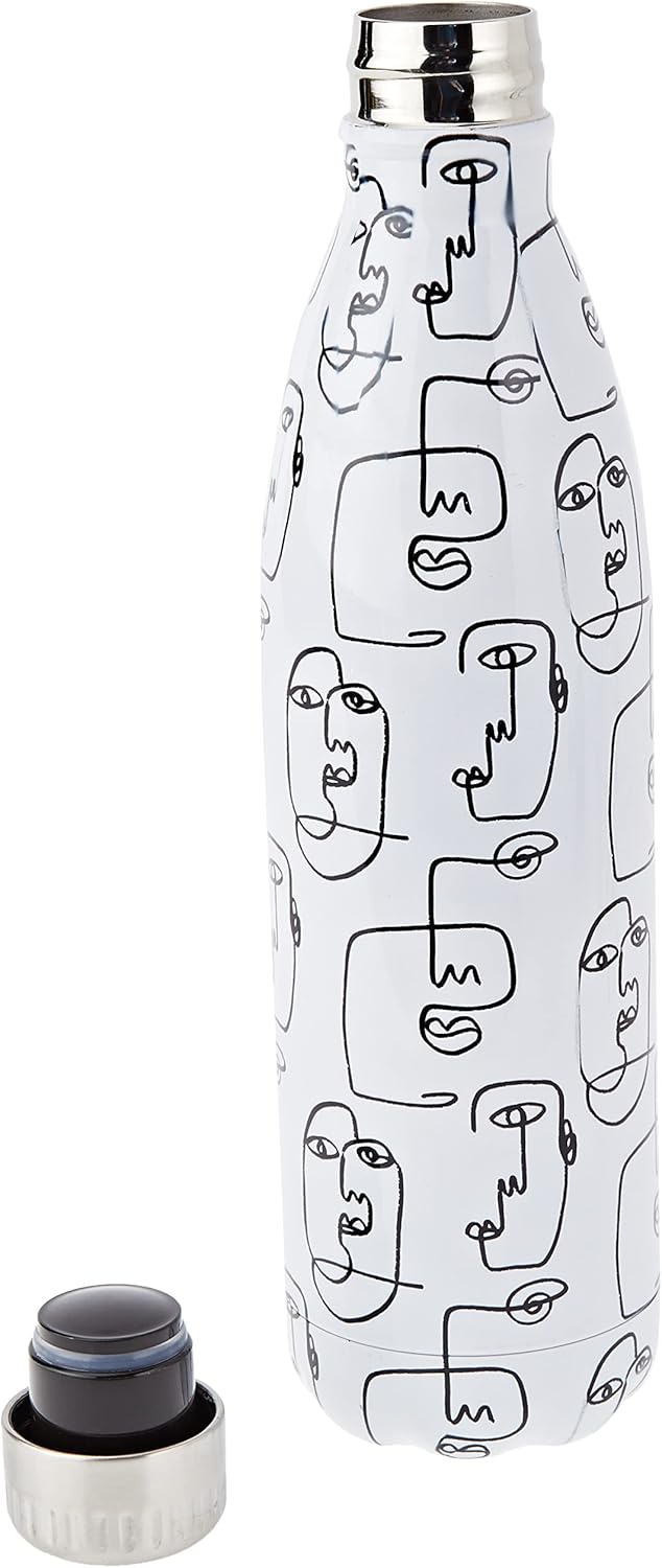 H&H 749827 Thermal Bottle Stainless Steel 18/10, Black and White Decoration, Lt 0,75, Steel