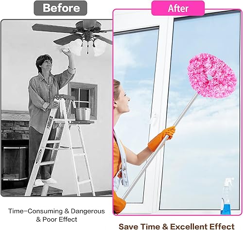 Vista 82 de Limpiador de ventilador de techo reutilizable de microfibra para ventilador de techo, limpiador extraíble con poste de extensión que se ajusta de 13
