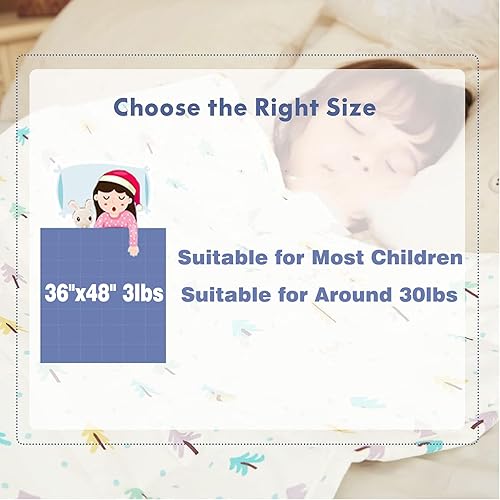 Miniatura 2 de Ourea Manta con peso para niños (36 x 48 pulgadas, 3 libras) manta pesada suave y cómoda, manta transpirable con cuentas de vidrio de primera calidad