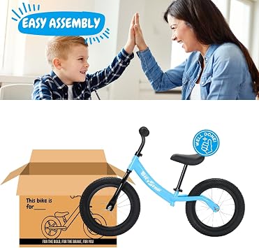 bicystar 14 Inch Balance Bike for Kids 3-5 with Rubber Air Tires, Black