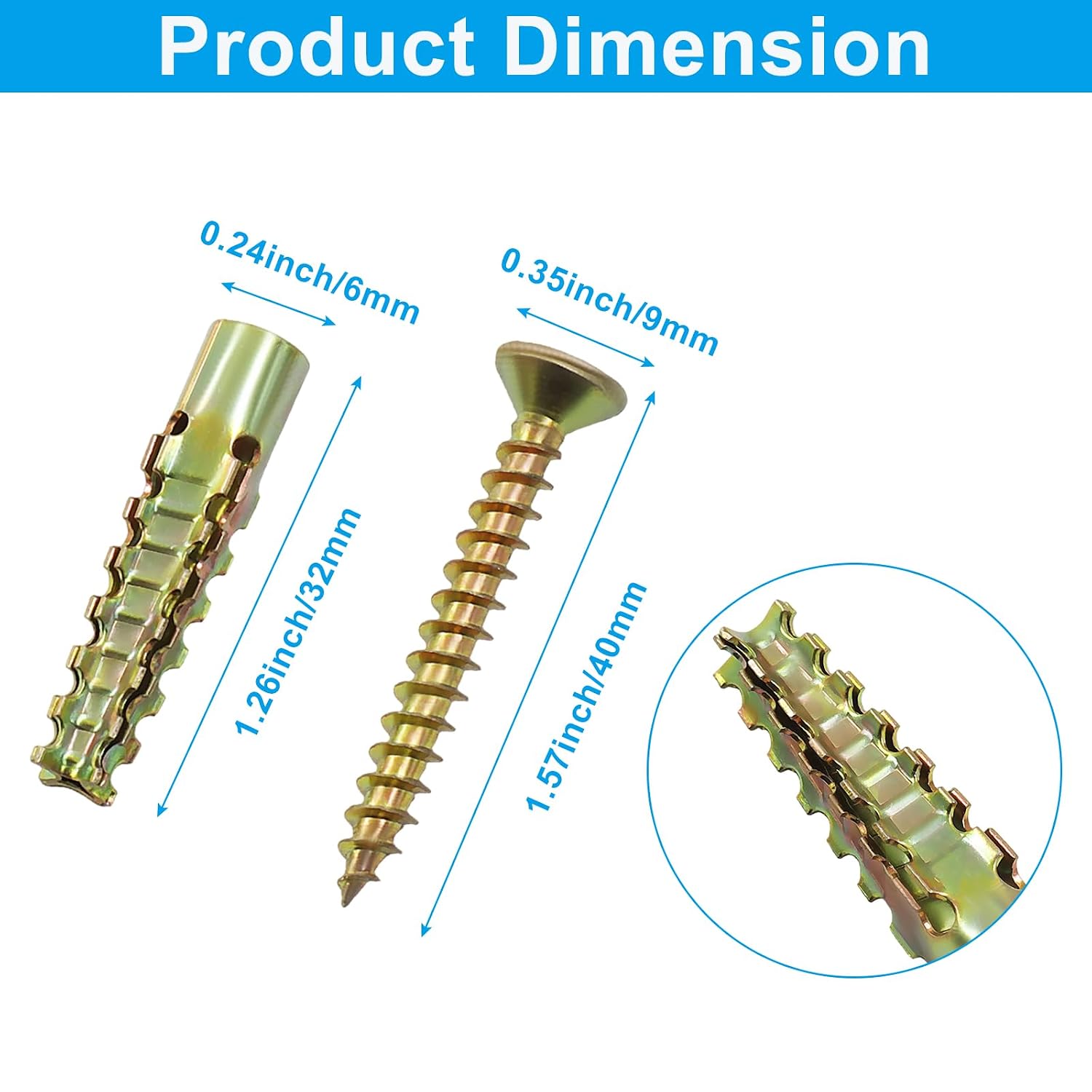 BokWin 20 Pack Gold Anchors and Screws Kit