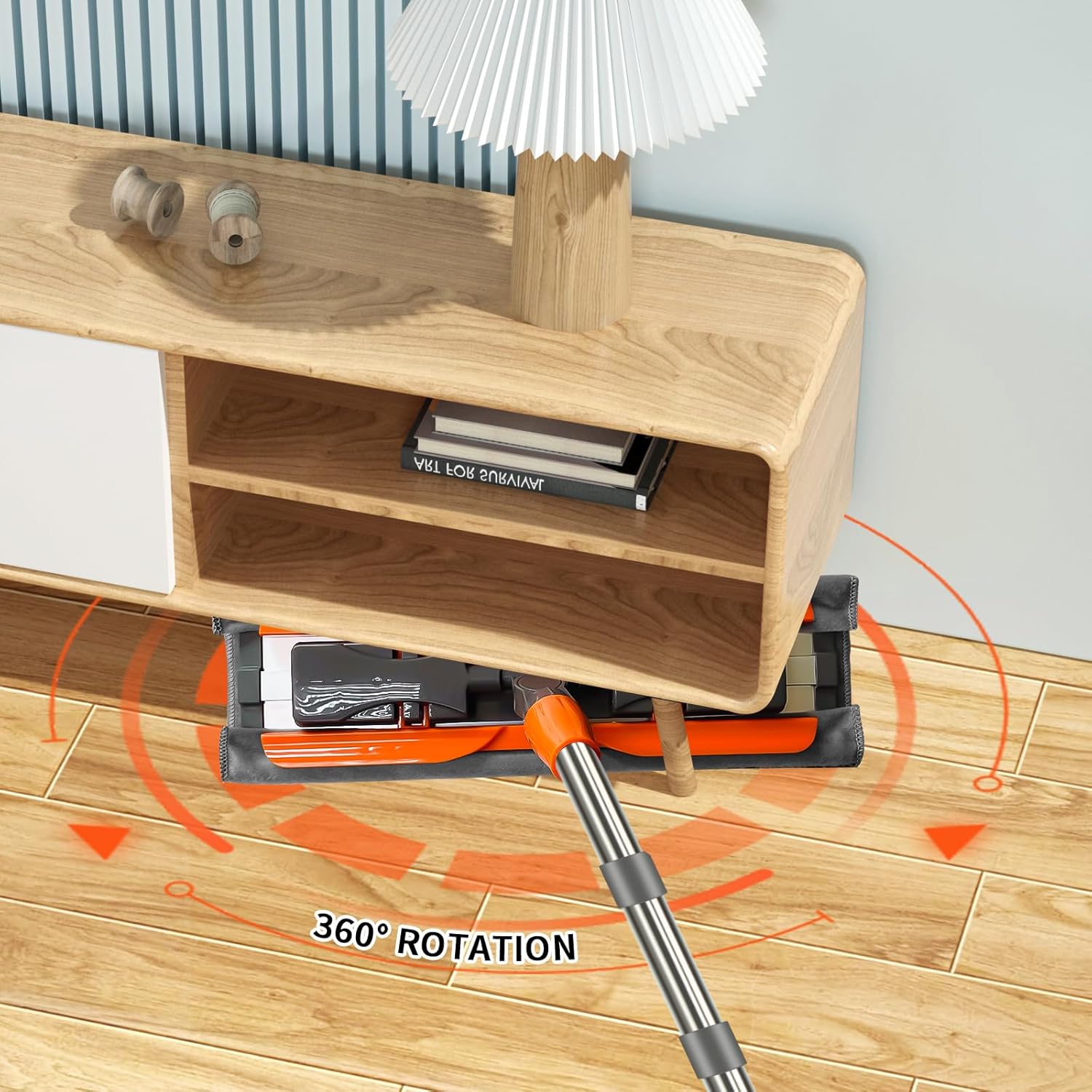 57-inch Microfiber Flat Mop with Stainless Steel Telescopic Handle and 4 Washable Mop Pads for Wet and Dry Cleaning of Hardwood, Tile, Laminate, and Vinyl Floors Scratch-Resistant Professional Mops