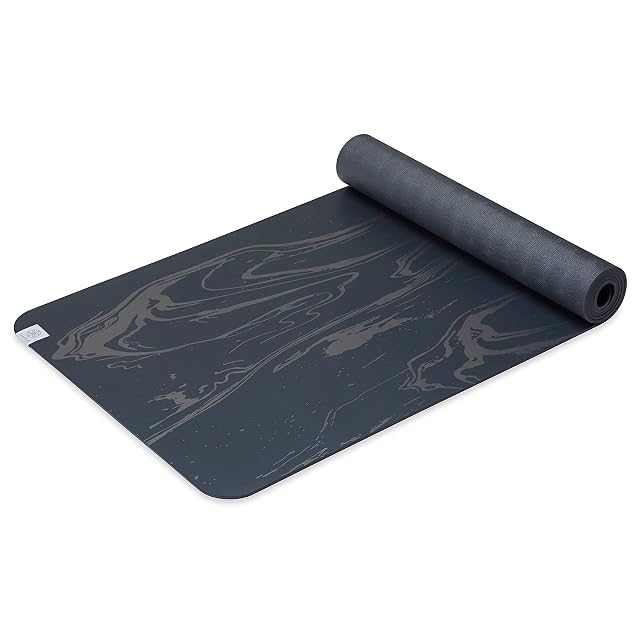 Gaiam Dry-Grip Yoga Mat - 5mm Thick Non-Slip Exercise Fitness Mat for Standard or Hot Yoga Pilates and