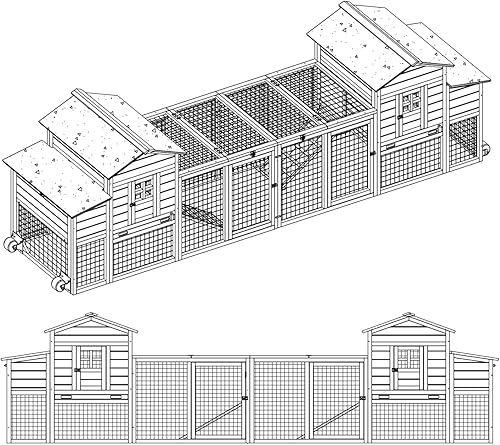 Miniatura 2 de PetsCosset Gallinero de madera de 158 pulgadas para interiores y exteriores para 1 a 6 pollos, extensión de gallineros, con bandeja extraíble y caja
