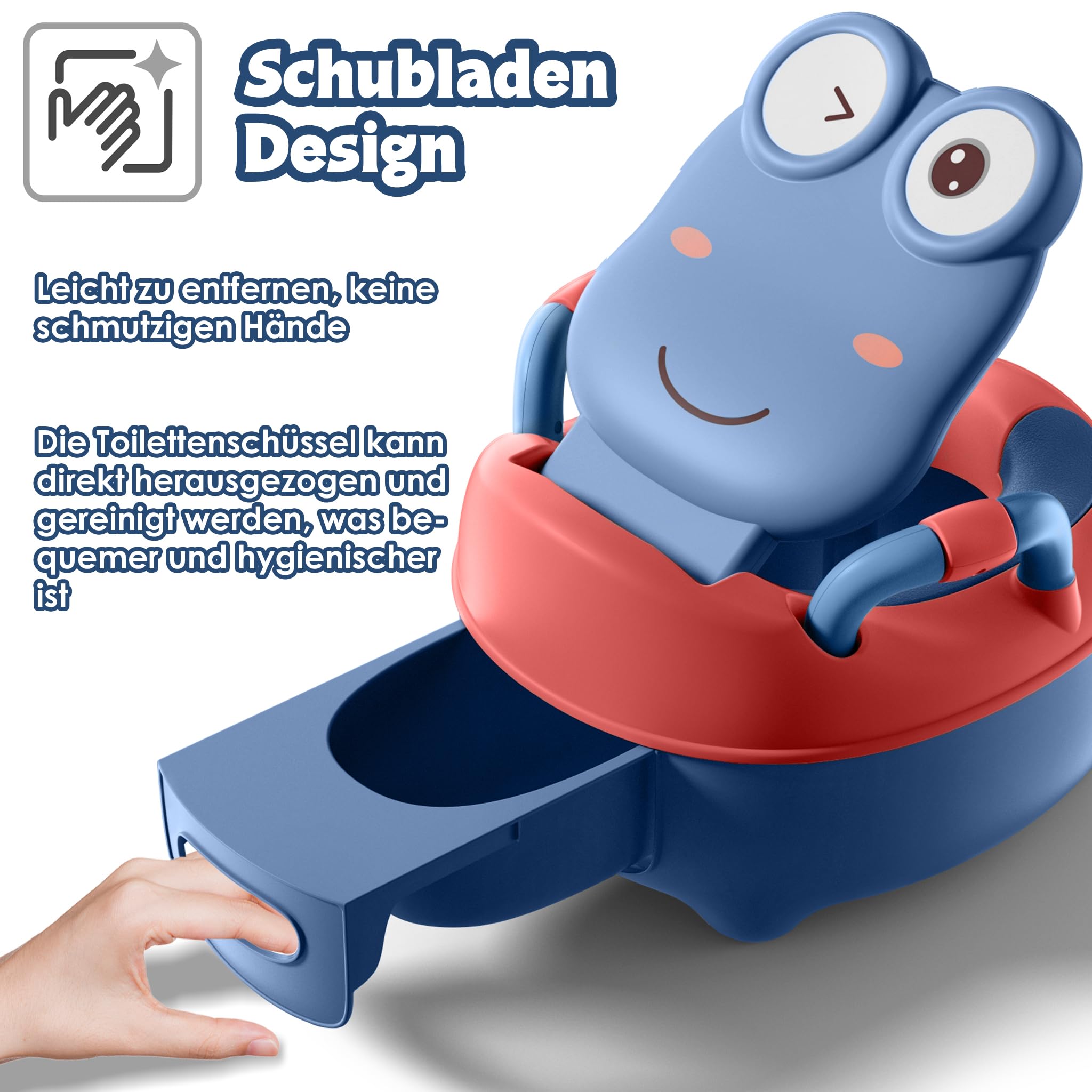UISEBRT Vasino per Bambini Toilette per Bimbi, Sedia Toilet Portatile Vasini per Baby Viaggio, Training Potty con manici (Classico - Blu)