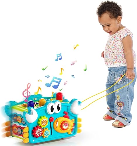Miniatura 2 de Juguetes Montessori de cangrejo 12 en 1 para niños de 1 año, juguetes martilladores con música y luces, cubo de actividades ocupadas juguetes