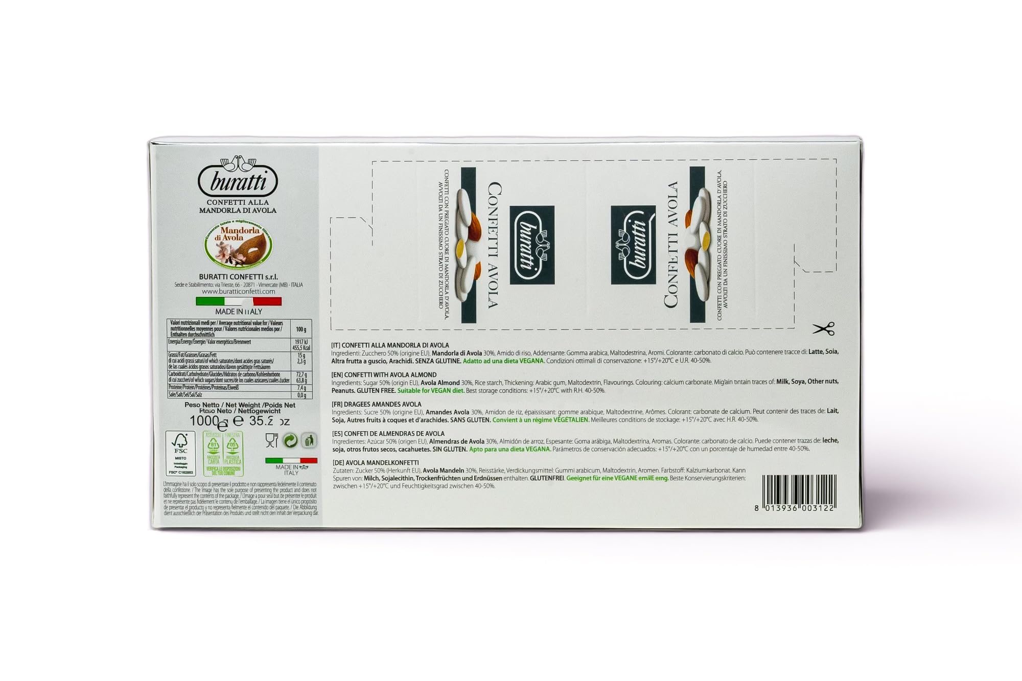 Buratti Confetti Avola Almendras Blanco 1000 g