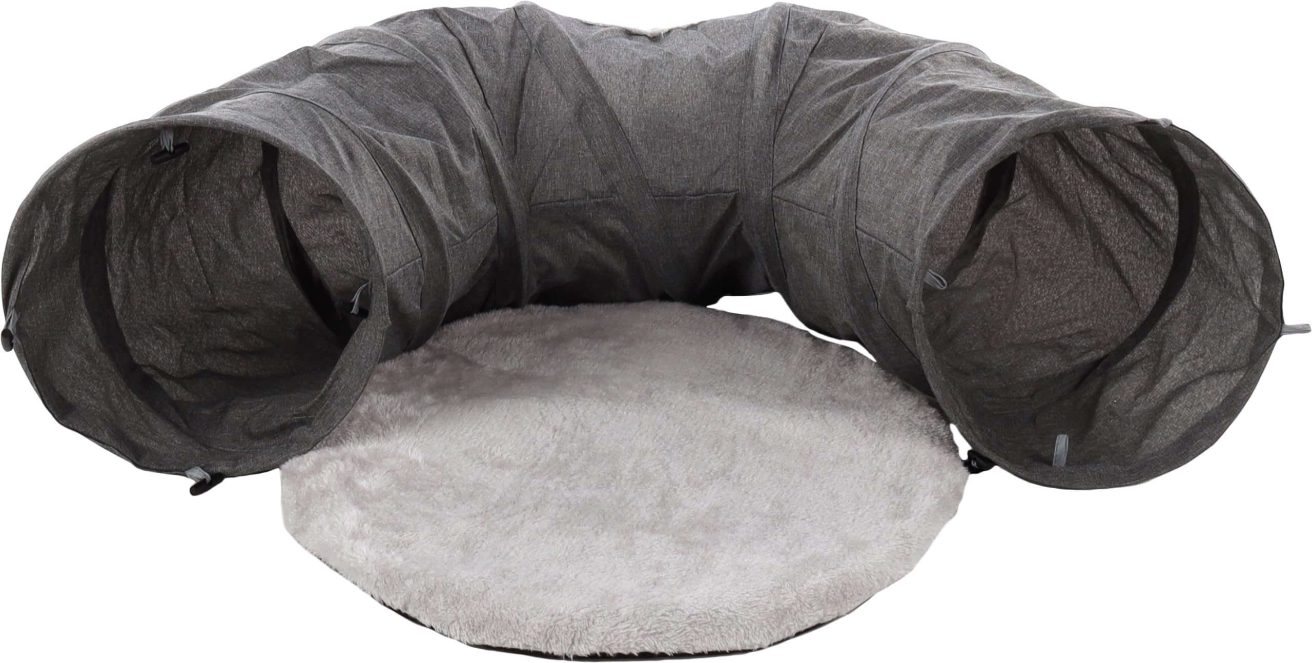 Túnel para gatos GOTAR en color gris con elegante cojín, estructura de 95 cm