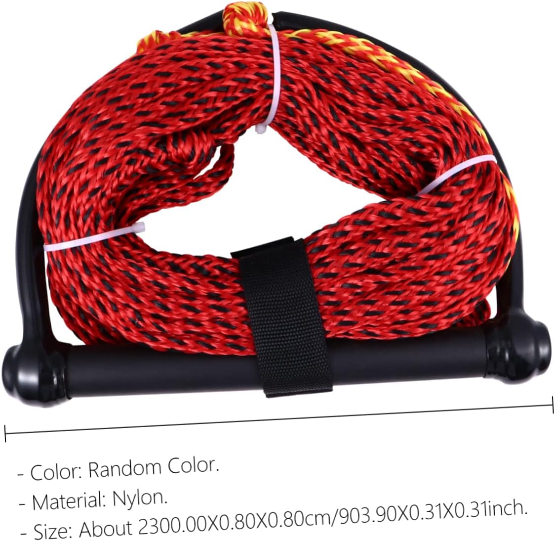 BESPORTBLE Black Handle Water Ski Rope for Boating Section Wakeboard Kneeboard Tow Rope with Strong Grip Handle Tubing Accessory for Water Sports Random Color