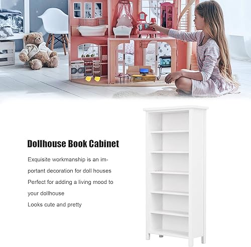Miniatura 5 de RTLR Gabinete de libros para casa de muñecas, decoración de simulación, casa de muñecas de abedul en miniatura, a escala 1:12 para el hogar de los