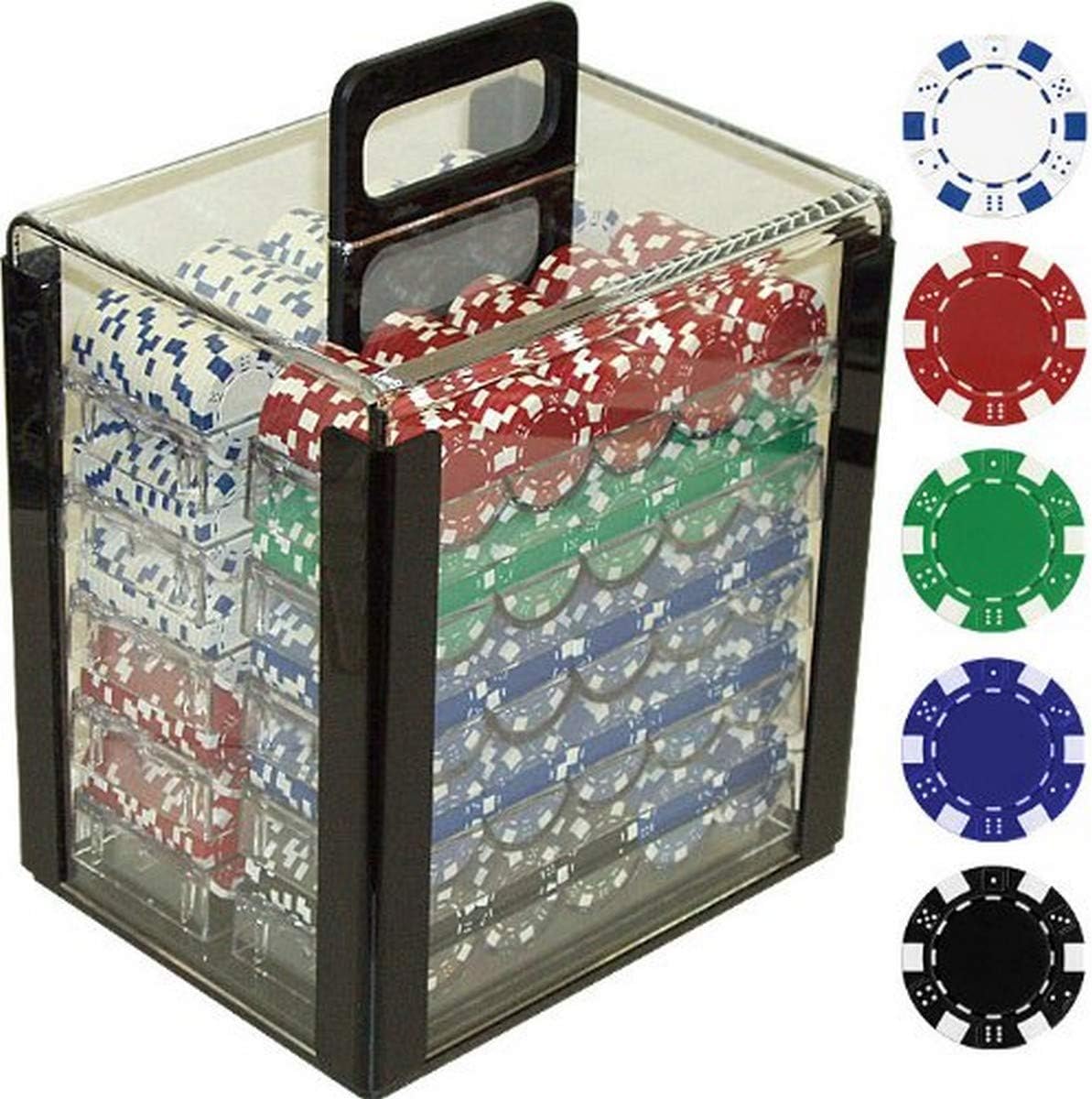 Trademark Poker 1000 Dice Striped Chips in Acrylic Carrier