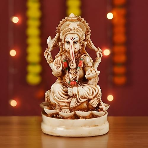 Miniatura 2 de TIED RIBBONS Estatua de Ganesha de 4.4 pulgadas para decoraciones indias de Pooja Decoración de mesa para inauguración de la casa Ídolo Ganesha