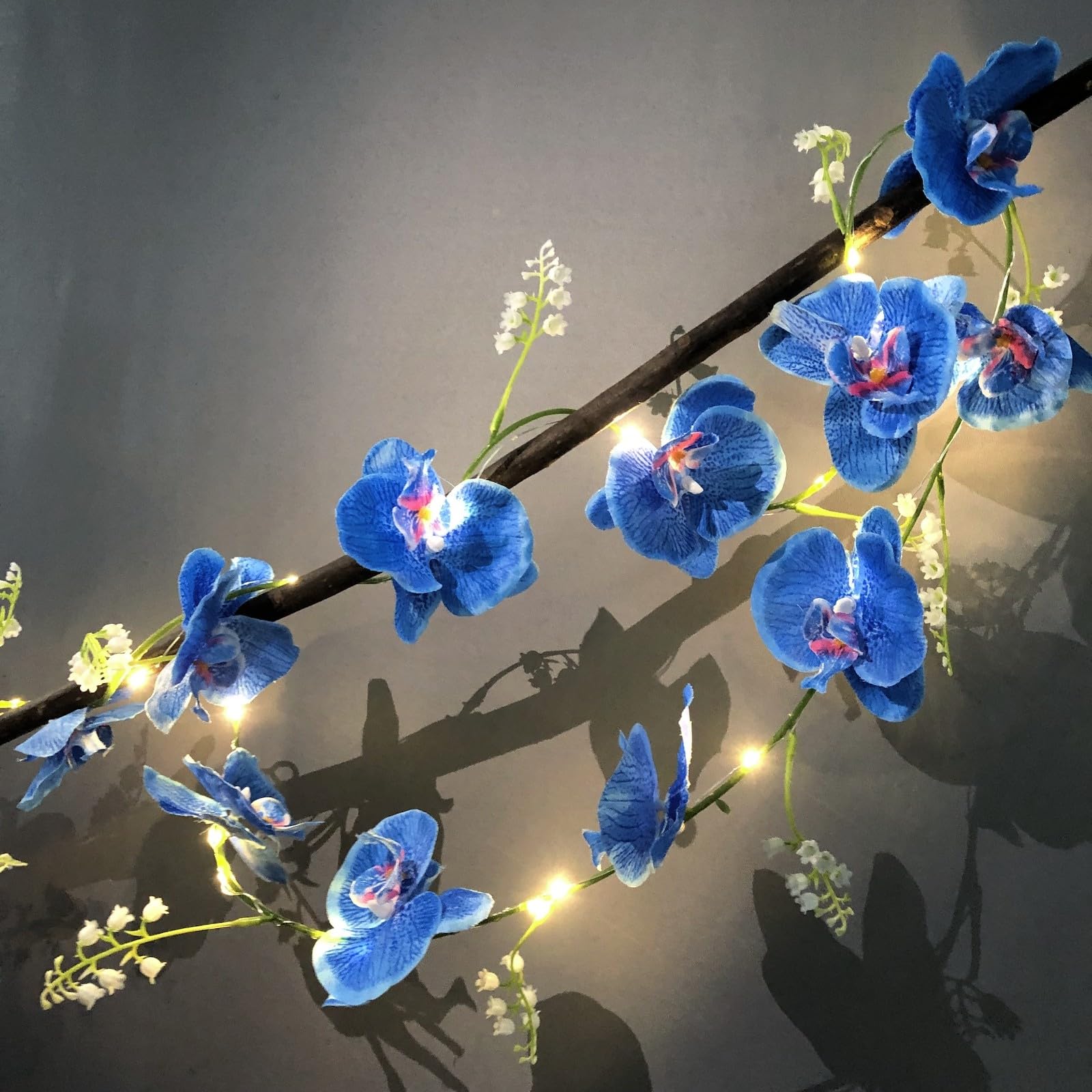 Guirlande lumineuse d'orchidée bleue artificielle muguet décoration table salon