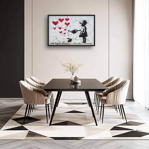 Miniatura 2 de Banksy - Arte de pared grande con imágenes de corazón de niña, graffiti callejero, decoración de pared para niños, pintura estética pop para el