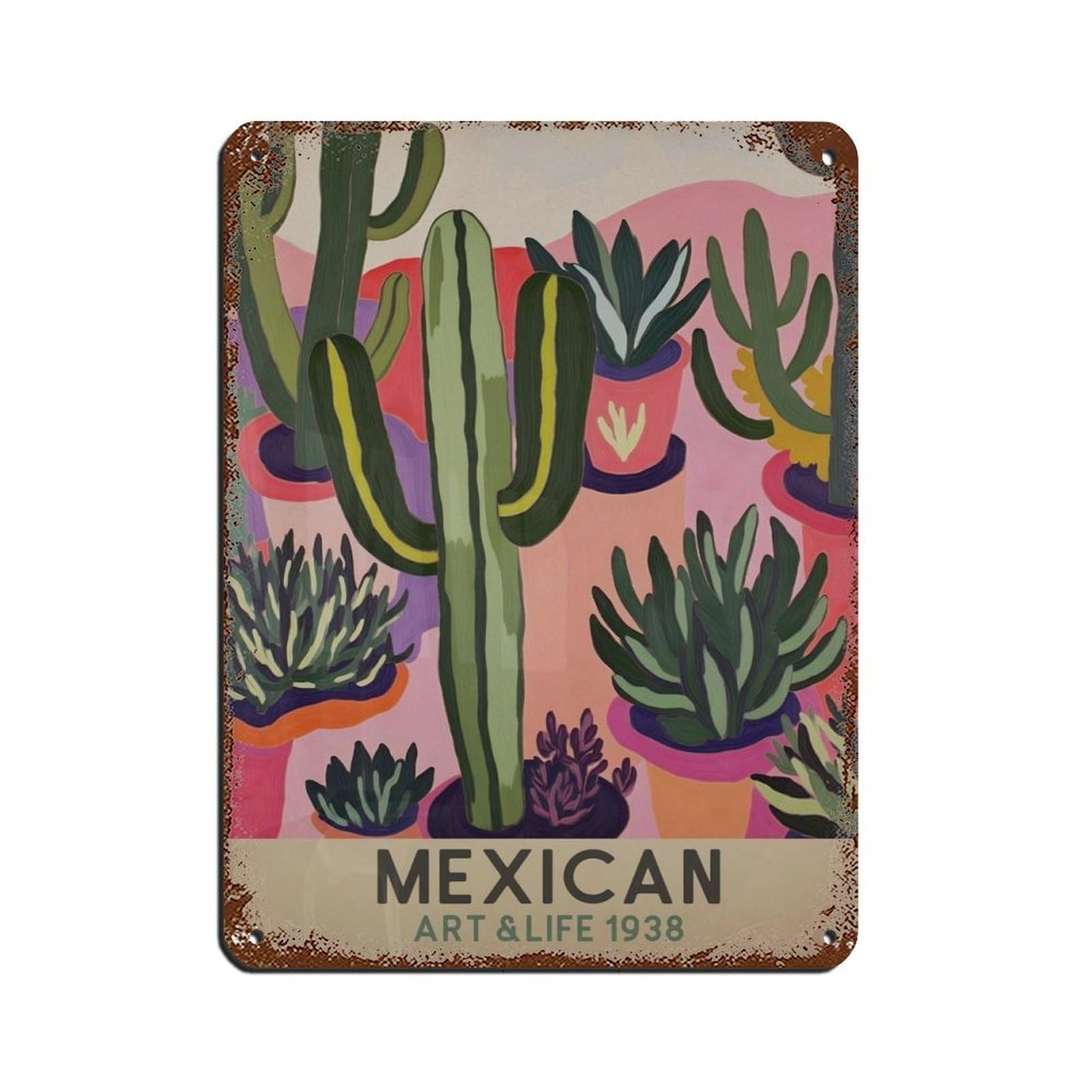 Mexican Art And Life Culture Exhibition Poster (2) Retro Poster Metal Tin Sign Chic Art Retro Iron Painting Bar People Cave Cafe Family Garage Poster Wall Decoration 12x16inch(30x40cm)