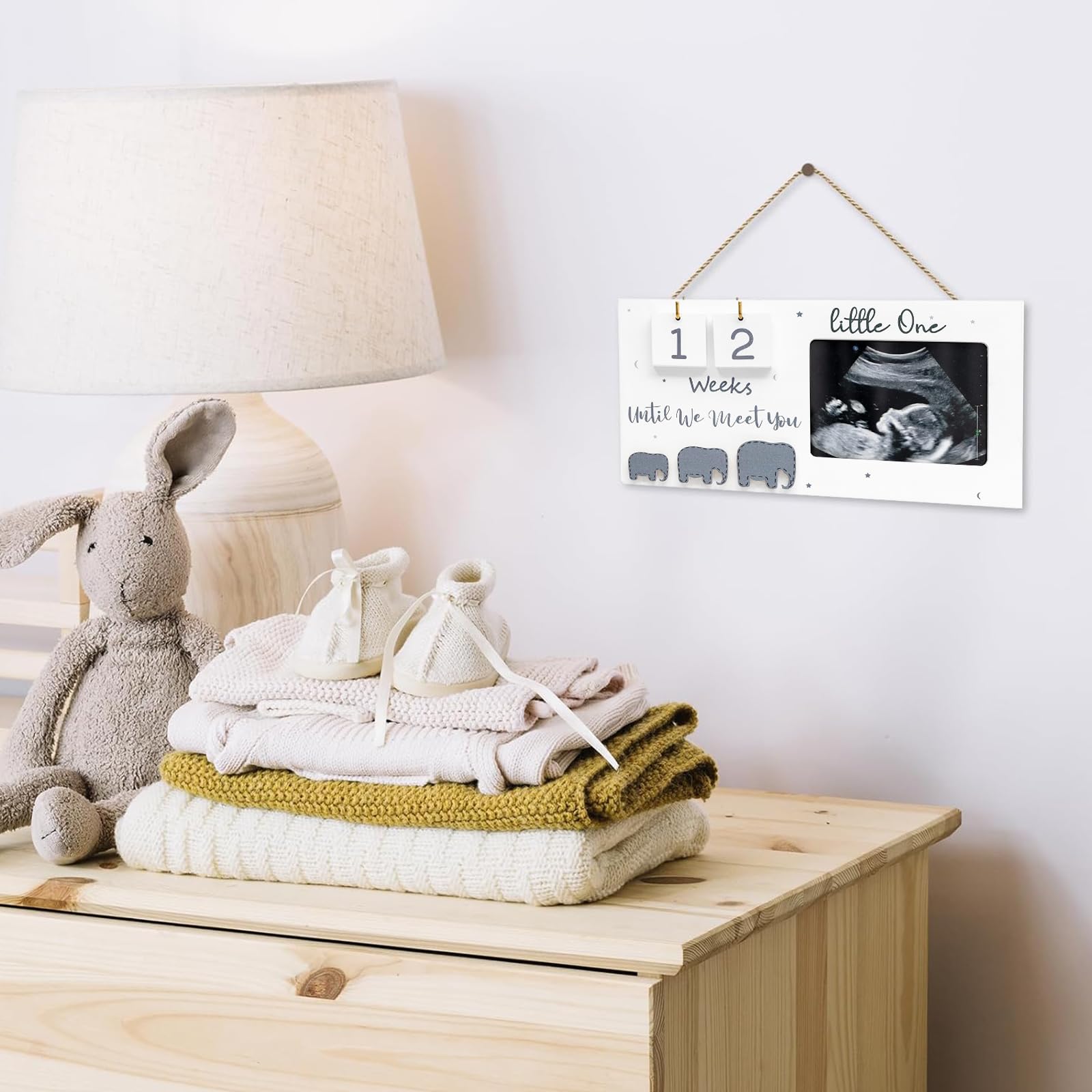PANYI Cornice per Ecografia Gravidanza Frame di Foto in Legno Regalo Donna in Gravidanza Cornice per Neonato Con Conto Alla Rovescia Delle Settimane Del Bambino Regali per Mamme in Attesa