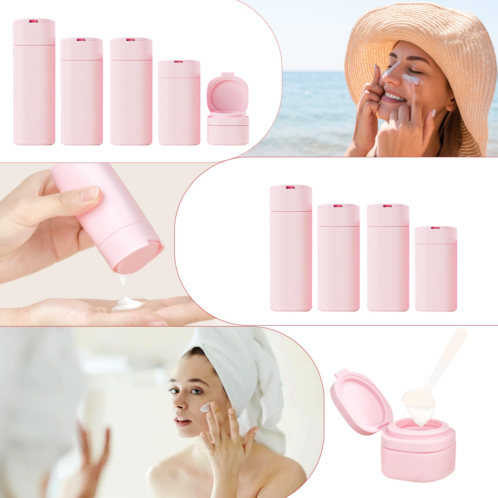 Reiseflaschen für Toilettenartikel, 5 Stück, TSA-zugelassene Behälter in Reisegröße, auslaufsicher, nachfüllbar, für Shampoo und Spülung, Reiseutensilien, mit transparentem Kulturbeutel (grau)