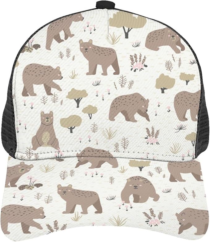 Amazon メッシュキャップ 野球帽 熊 動物 森 大きいサイズ おしゃれ メンズ レーディス メッシュ 帽子 キャップ ローキャップ 通気 軽量 黒 白 速乾 紫外線対策 子供 高校生 大学生 水泳 ゴルフ アウトドア ランニング 運動 Choujj キャップ