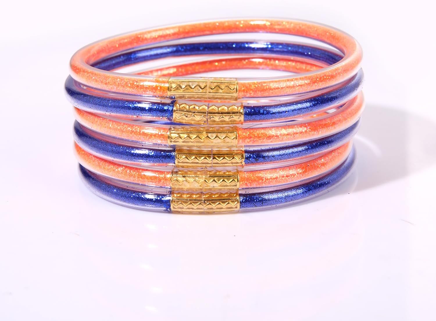 FAERLIIRY Crystal Jelly Bangles Bracelets Game Day Bracelets for Women Bamboo Filled Jelly Rhinestone Silicone Bracelet Stacking Football Bracelets Game Day Jewelry Accessories Sports Fan Gifts image 2