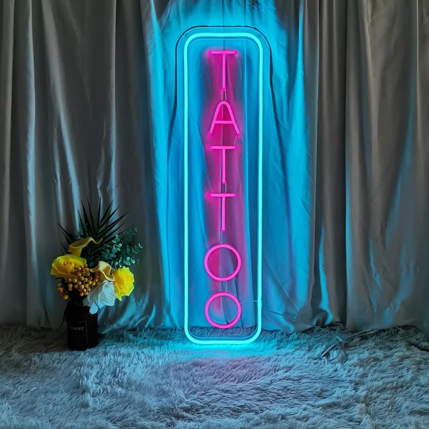Tattoo Neon Sign Light LED Neon Tattoo Sign Business Store logo Wall Decor for Man Cave Tattoo Studio Tattoo Salon Gift Size: 25inch