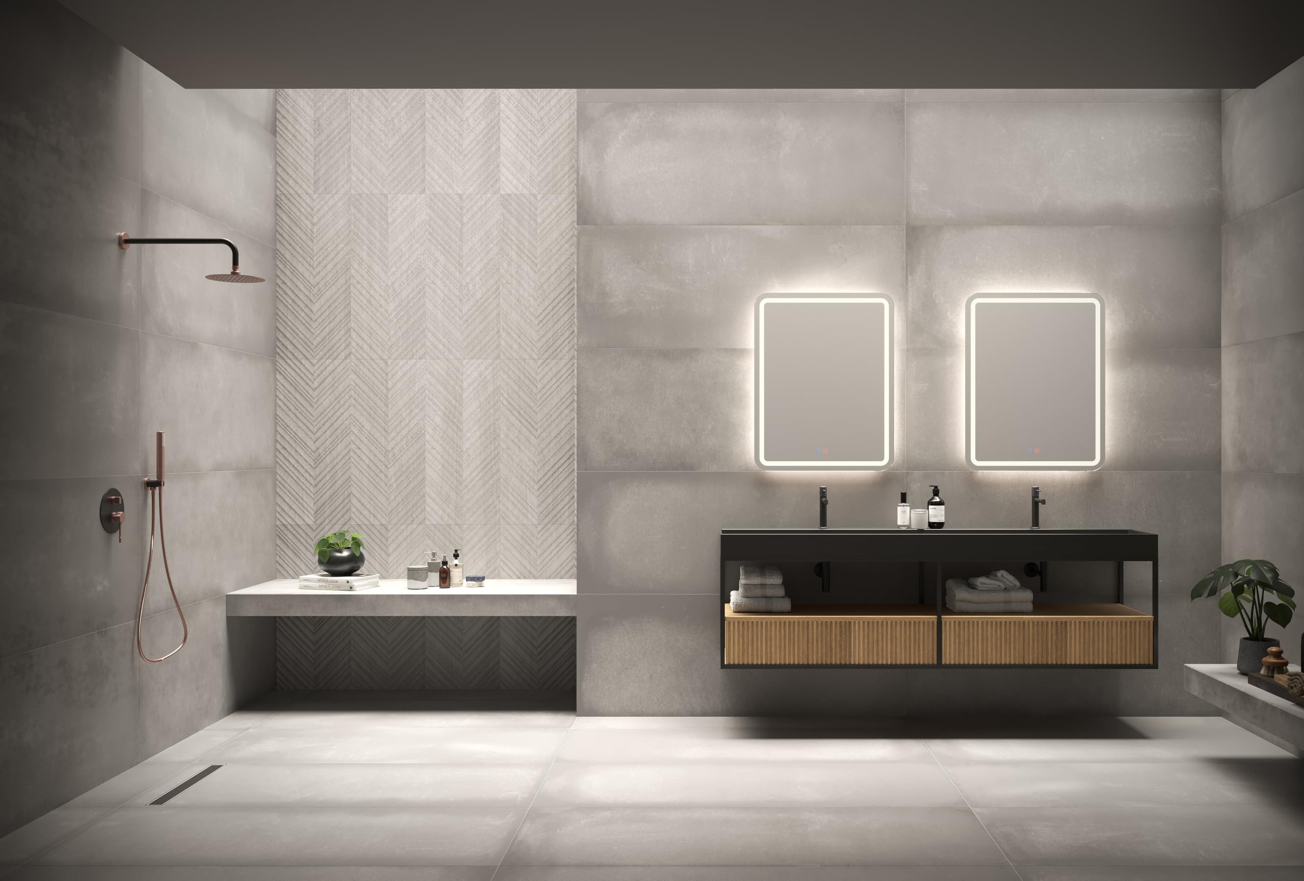 Mice - Espejos con luz led para baño, Espejo retroiluminado con Cantos Redondeados. Luz Frontal fría, con Doble Sensor antivaho - Espejo con Luz para Vestidor, Centro Estetica, Maquillaje 90x80CM