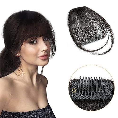 Flequillos de cabello con clip, extensiones de cabello humano 100% real, extensiones de cabello humano para cola de caballo, flequillo falso para