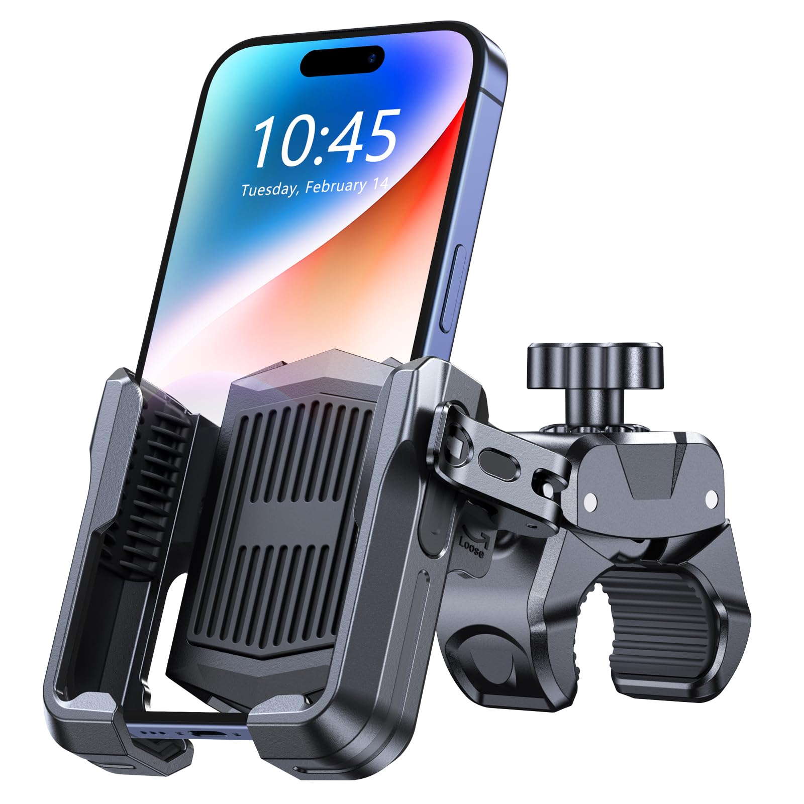 Rolgno Bike Phone Holder, [Camera Friendly] [Built-in Holder for Airtag] Motorcycle Phone Mount, 360° Rotatable Motorbike Bicycle Phone Holder, Compatible with iPhone 17/16/15/14 More 4.7-6.8'' Phones
