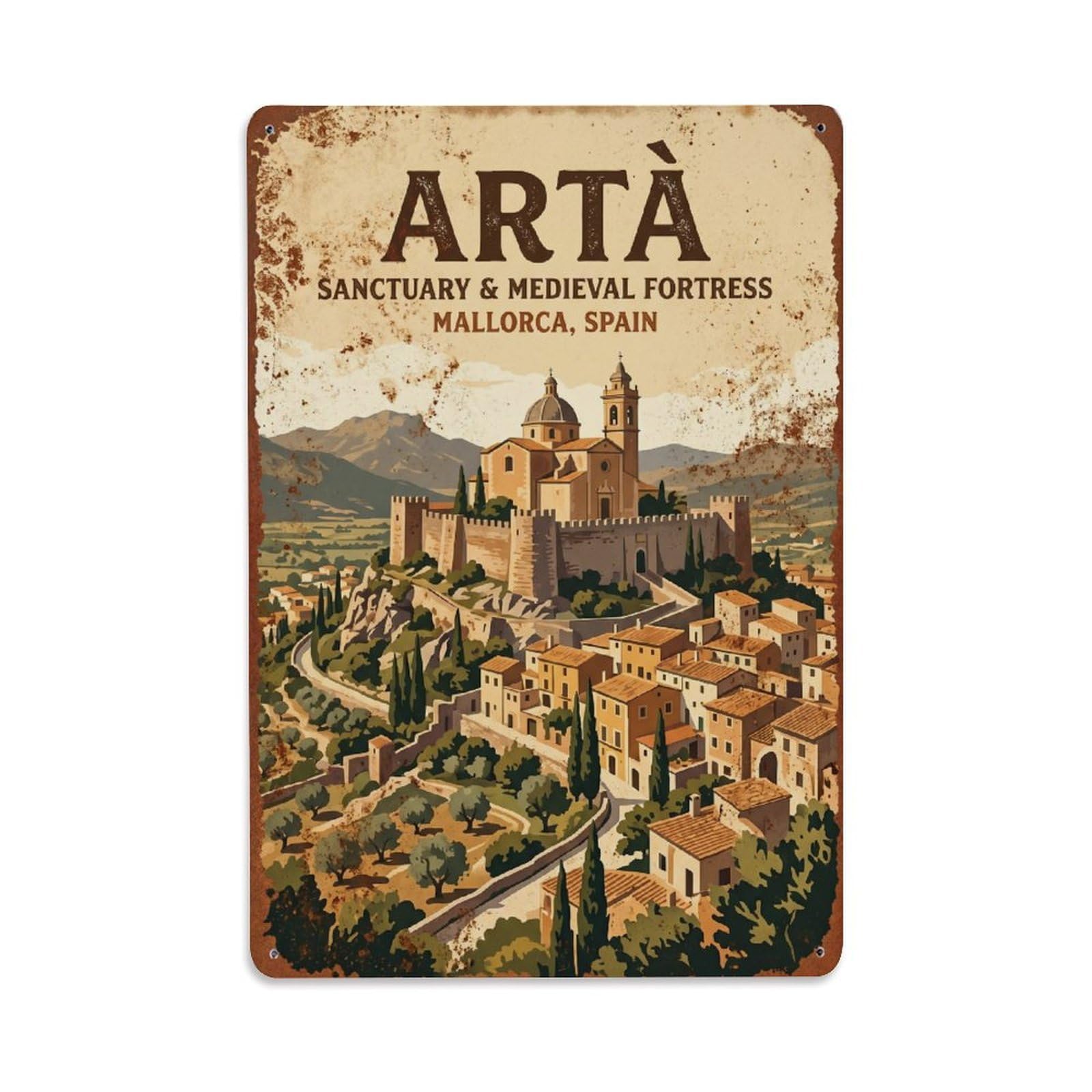 Vintage Travel Artà Mallorca Spain Metal Tin Sign
