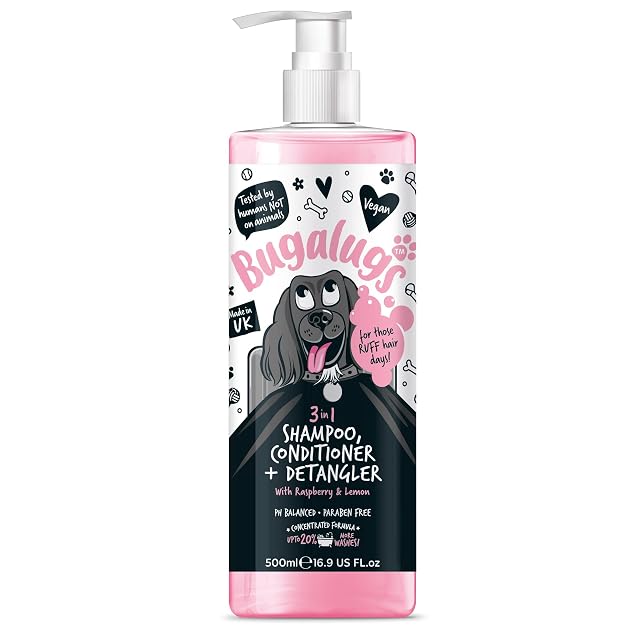 Bugalugs - Champú, Acondicionador y Desenredante Mascotas - Perros y Gatos - 500ml