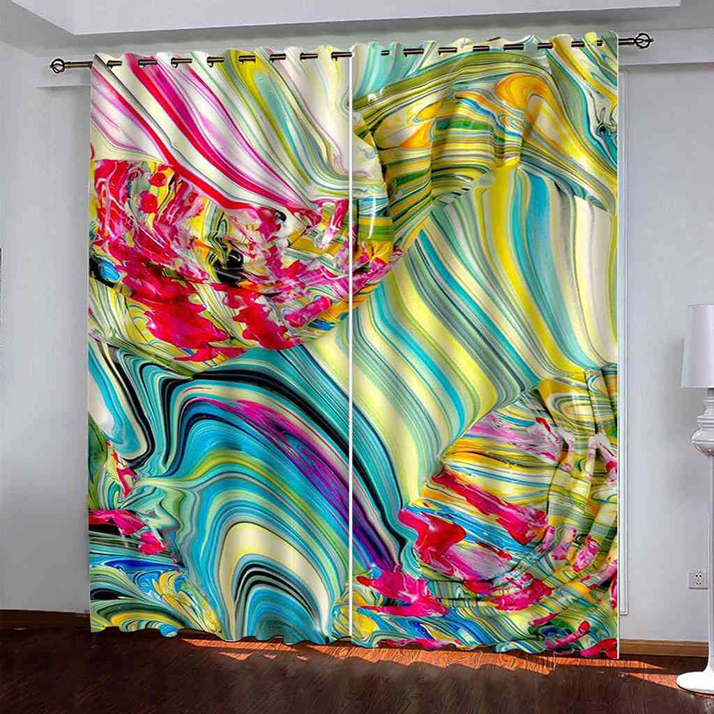 Rideaux salon occultants polyester rouge abstrait avec isolation phonique