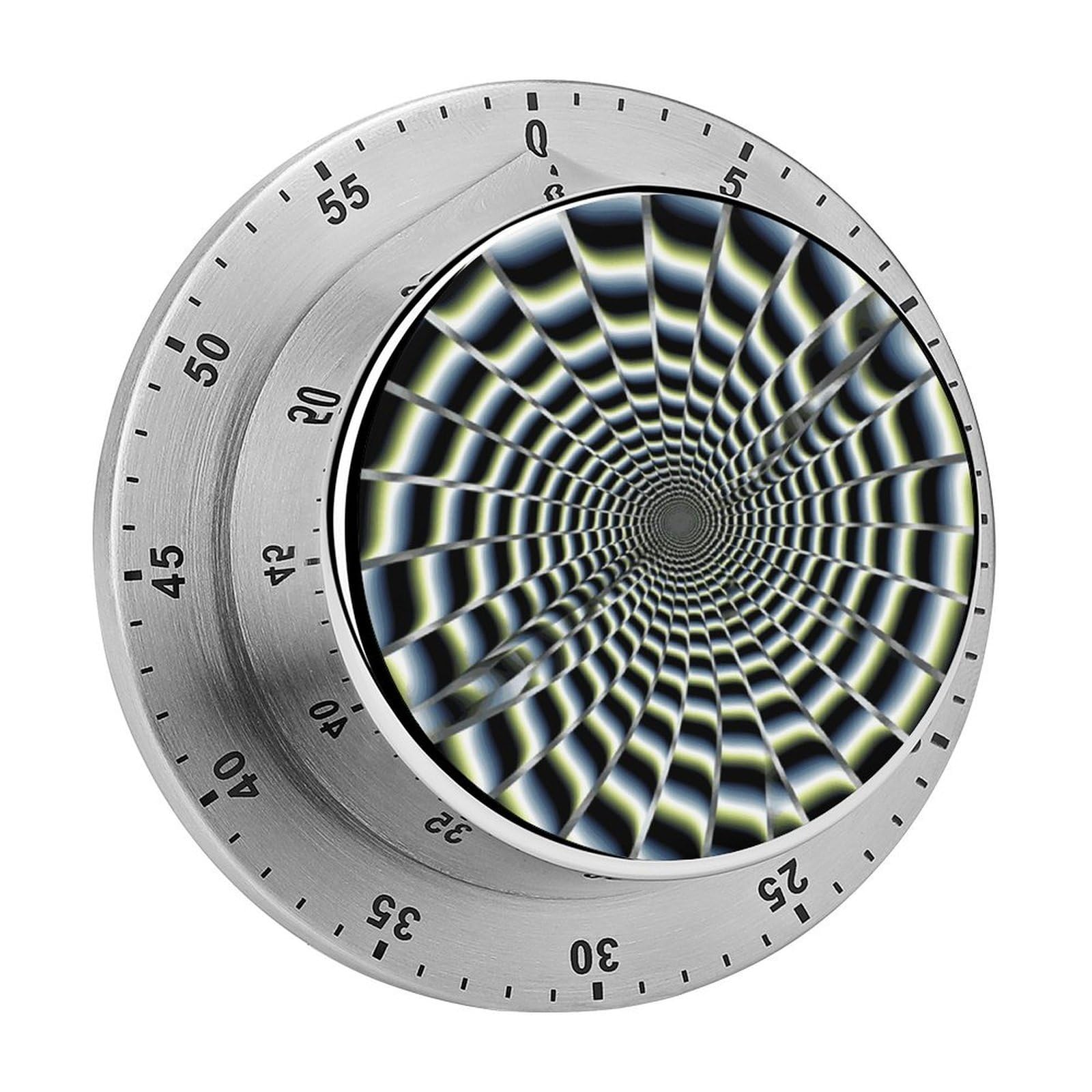 Spiral Optical Illusion GIF Timer for Cooking, Kitchen Timer Magnetic No Batteries Required, Mechanical Timer with Loud Alarm, for Fitness Baking Exercise Oven